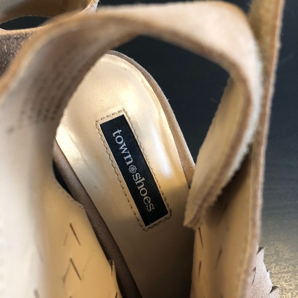 Barely Worn Beige Wedge Heels - Picture 5 of 5